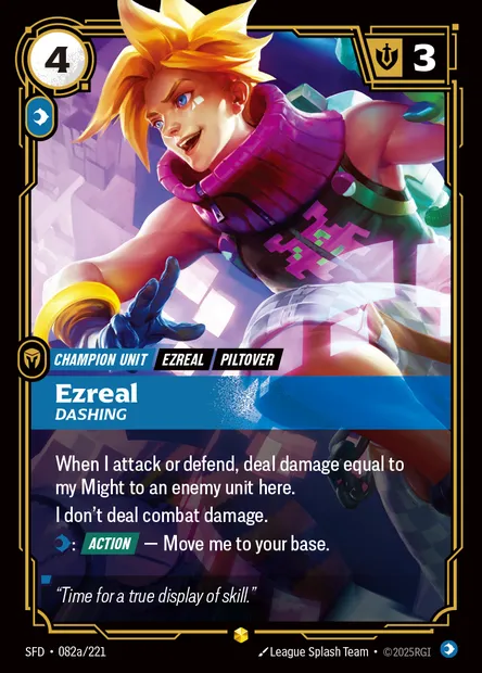 Ezreal, Riftbound card SFD 082a — Spiritforged set