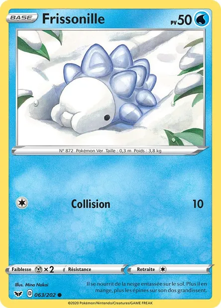 Frissonille, carte Pokémon SSH 63 — extension Épée et Bouclier