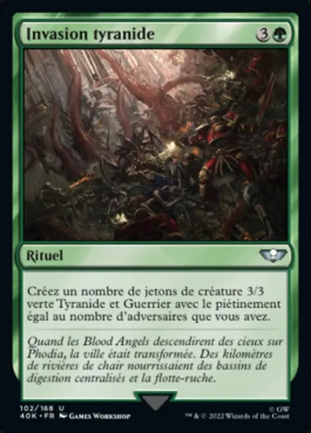 Invasion tyranide, carte Magic 40K 102 — extension Warhammer 40,000 Commander