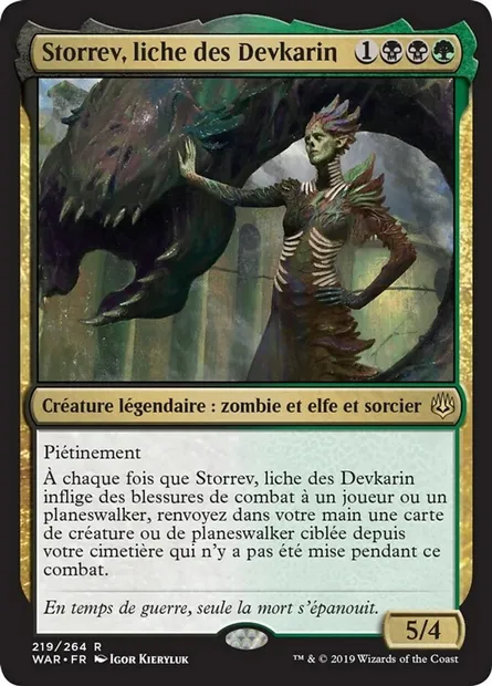 Storrev, liche des Devkarin, carte Magic WAR 219 — extension La guerre des Planeswalkers