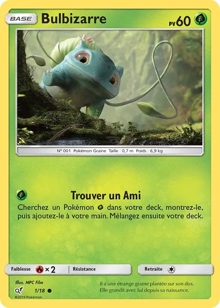 Bulbizarre, carte Pokémon DET 1 — extension Détective Pikachu