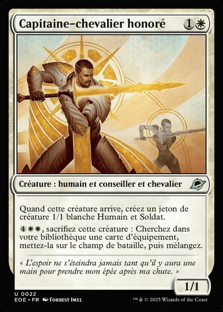 Capitaine-chevalier honoré, carte Magic EOE 22 — extension Edge of Eternities