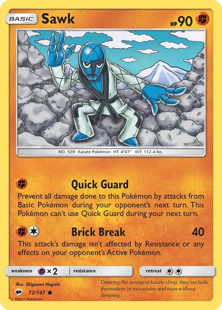 Sawk, Pokémon card BUS 72 — Burning Shadows set