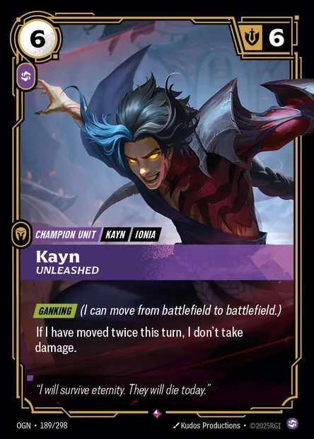 Kayn, Riftbound card OGN 189 — Origins set