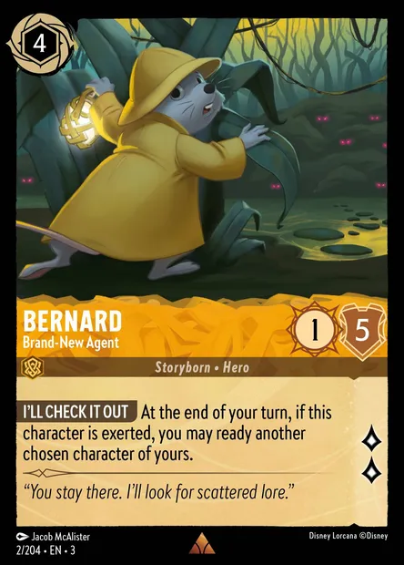 Bernard - Brand-New Agent, Disney Lorcana card CH3-002 — Into the Inklands set
