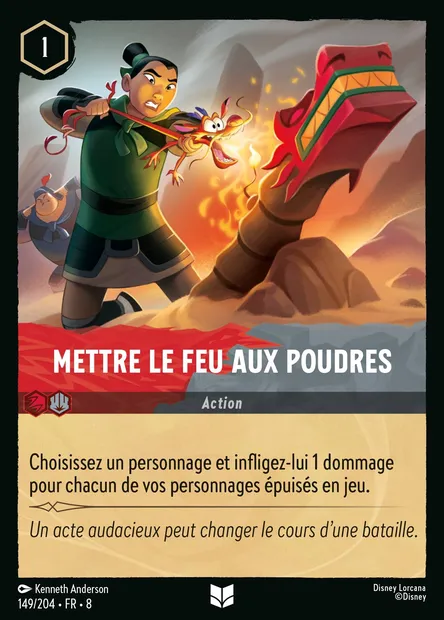 Mettre le feu aux poudres, carte Disney Lorcana CH8-149 — extension Le Règne de Jafar