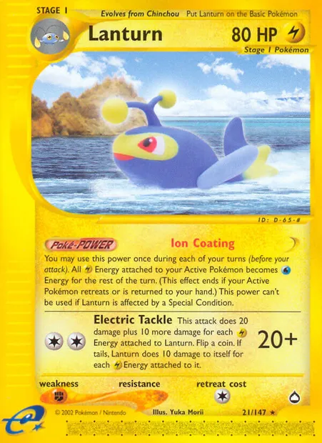 Lanturn, Pokémon card AQ 21 — Aquapolis set