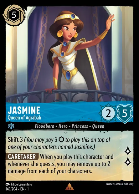 Jasmine - Queen of Agrabah, Disney Lorcana card CH1-149 — The First Chapter set