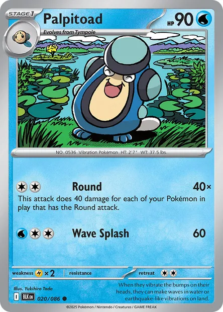 Palpitoad, Pokémon card BLK 020 — Black Bolt set