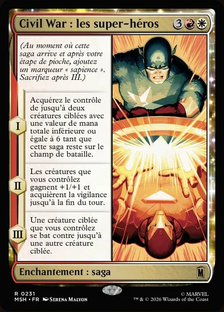 Civil War : les super-héros, carte Magic MSH 231 — extension Marvel Super Heroes