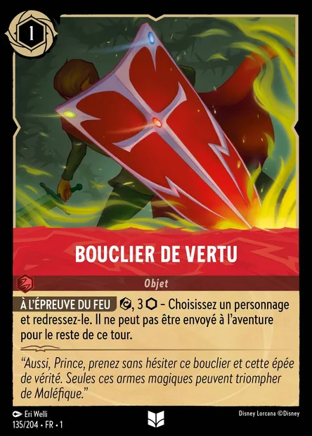 Bouclier de vertu, carte Disney Lorcana CH1-135 — extension Premier Chapitre