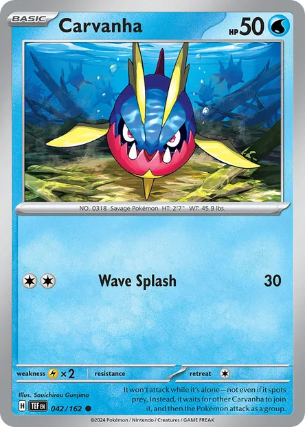 Carvanha, Pokémon card TEF 042 — Temporal Forces set