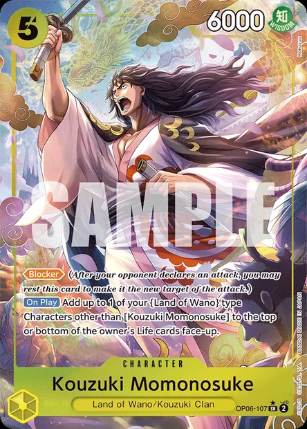 Kouzuki Momonosuke, One Piece card OP06-107 — WINGS OF THE CAPTAIN set