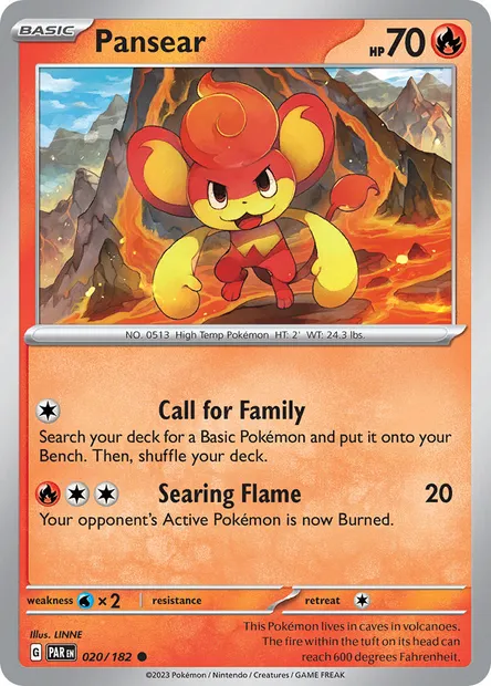 Pansear, Pokémon card PAR 020 — Paradox Rift set