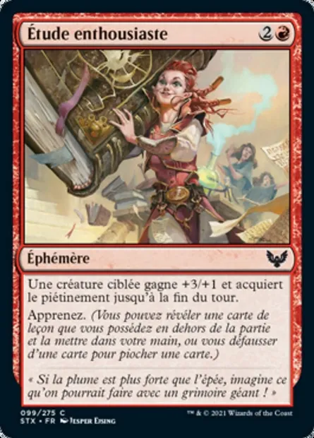 Étude enthousiaste, carte Magic STX 99 — extension Strixhaven: l'Académie des Mages