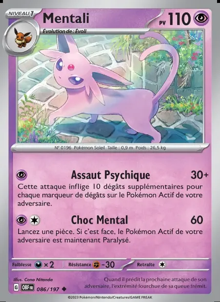 Mentali, carte Pokémon OBF 086 — extension Flammes Obsidiennes