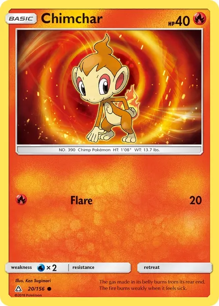 Chimchar, Pokémon card UPR 20 — Ultra Prism set