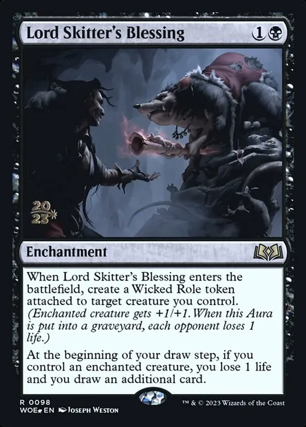 Lord Skitter's Blessing, Magic card PWOE 98s — Wilds of Eldraine Promos set