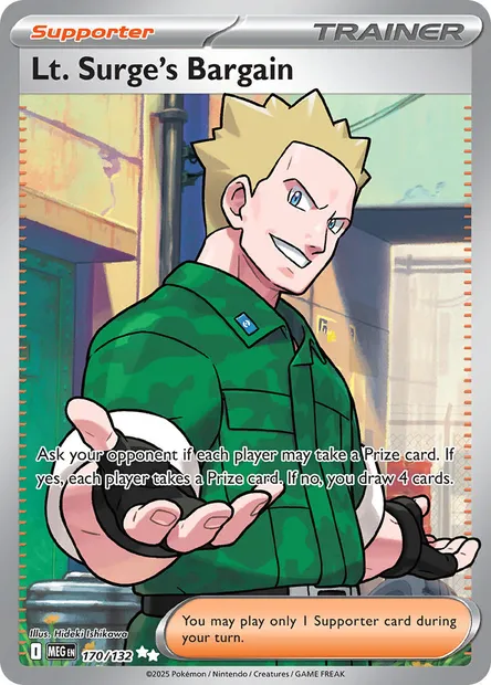 Lt. Surge's Bargain, Pokémon card MEG 170 — Mega Evolution set