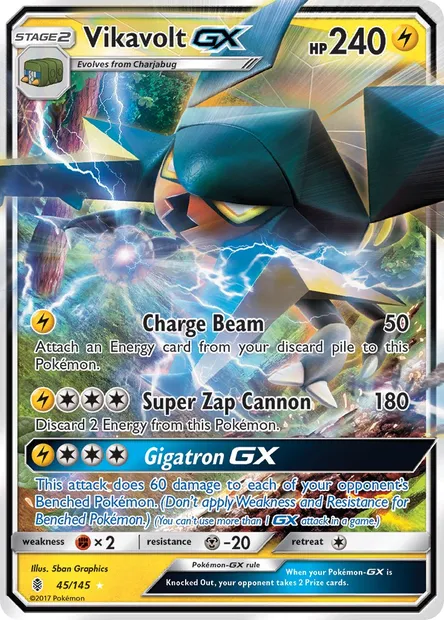 Vikavolt GX, Pokémon card GRI 45 — Guardians Rising set