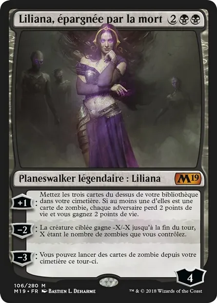 Liliana, épargnée par la mort, carte Magic M19 106 — extension Core Set 2019