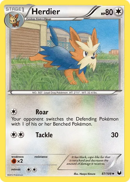 Herdier, Pokémon card DEX 87 — Dark Explorers set