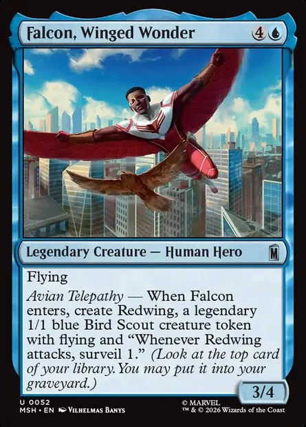 Falcon, Winged Wonder, Magic card MSH 52 — Marvel Super Heroes set