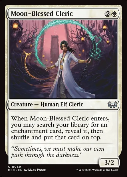 Moon-Blessed Cleric, Magic card DSC 69 — Duskmourn: House of Horror Commander set