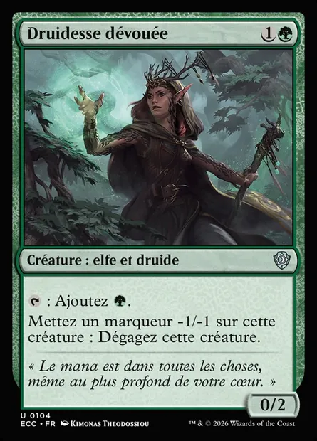 Druidesse dévouée, carte Magic ECC 104 — extension Lorwyn Eclipsed Commander