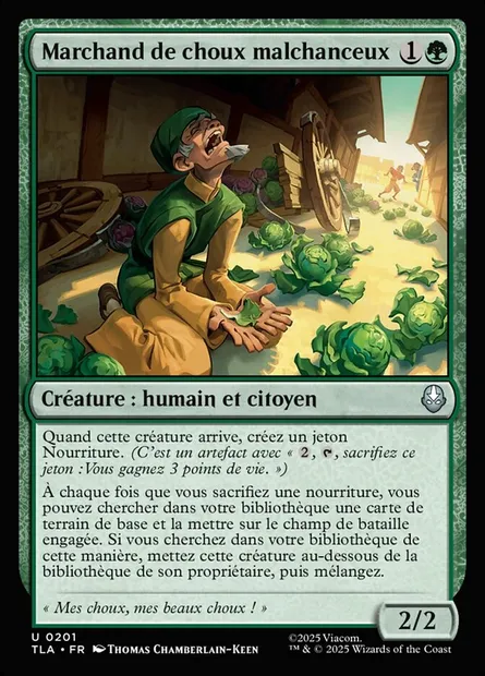 Marchand de choux malchanceux, carte Magic TLA 201 — extension Avatar: The Last Airbender