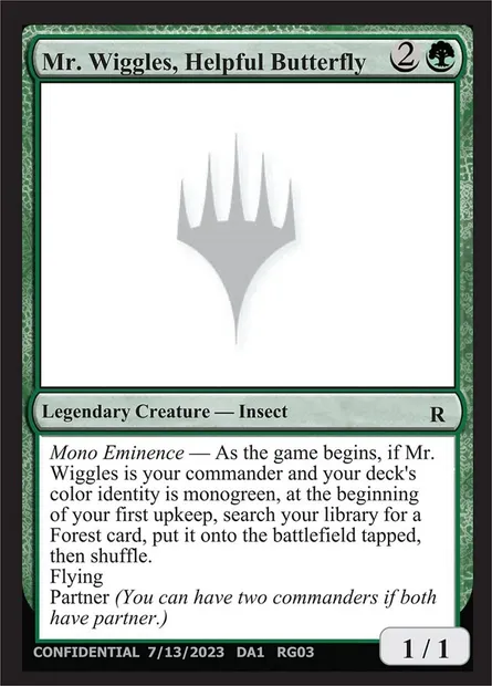 Mr. Wiggles, Helpful Butterfly, Magic card UNK RG03b — Unknown Event set