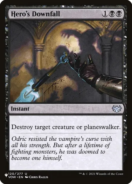Hero's Downfall, Magic card PLST VOW-120 — The List set