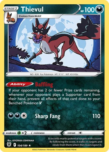 Thievul, Pokémon card ASR 104 — Astral Radiance set