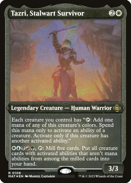 Tazri, Stalwart Survivor, Magic card MAT 106 — March of the Machine: The Aftermath set