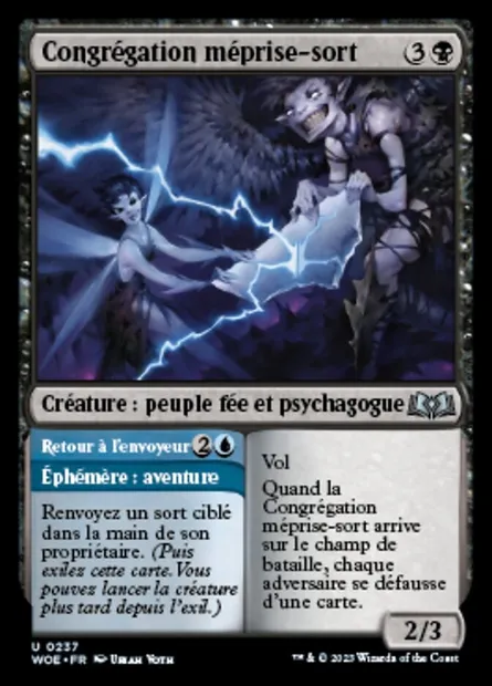 Congrégation méprise-sort // Retour à l'envoyeur, carte Magic WOE 237 — extension Wilds of Eldraine
