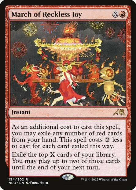March of Reckless Joy, Magic card NEO 154 — Kamigawa: Neon Dynasty set