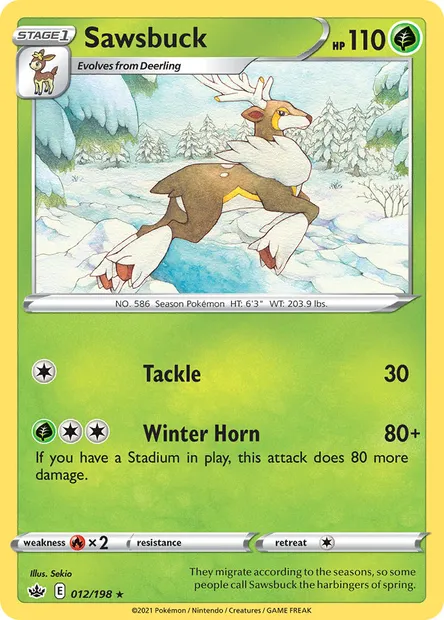 Sawsbuck, Pokémon card CRE 12 — Chilling Reign set