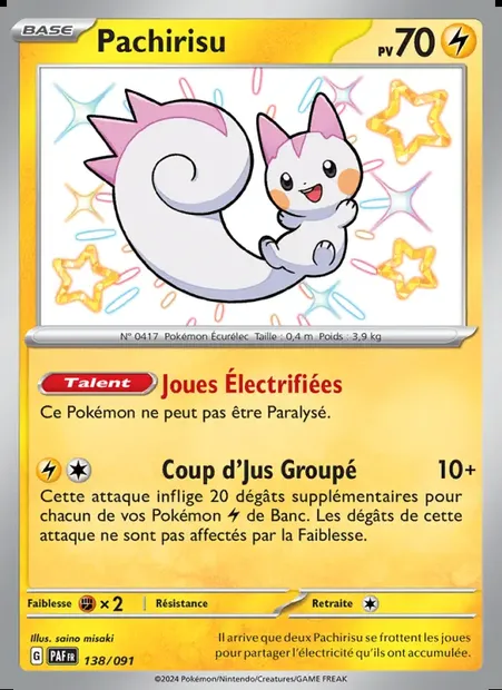 Pachirisu, carte Pokémon PAF 138 — extension Destinées de Paldea