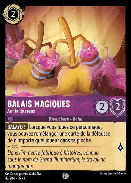 Balais magiques - Armés de seaux, carte Disney Lorcana CH1-047 — extension Premier Chapitre