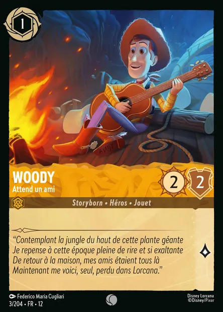 Woody - Attend un ami, carte Disney Lorcana CH12-003 — extension Contrées Inconnues