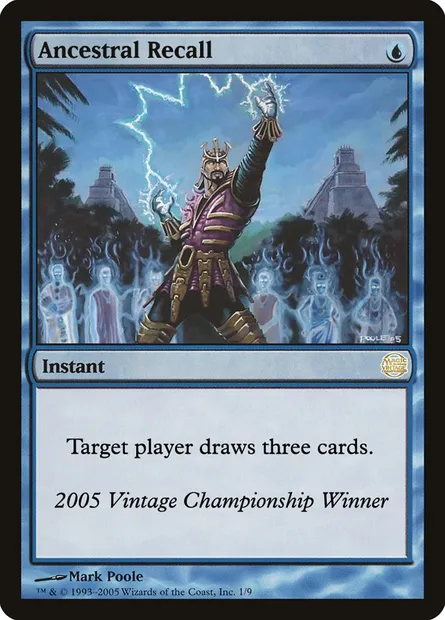 Ancestral Recall, Magic card OVNT 2005 — Vintage Championship set