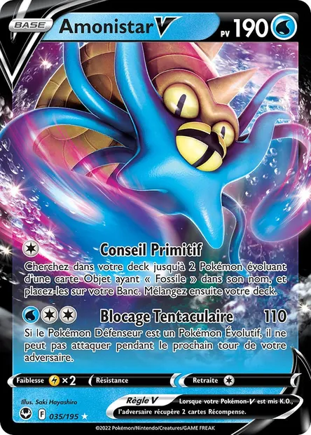 Amonistar V, carte Pokémon SIT 035 — extension Tempête Argentée