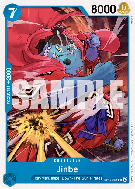 Jinbe, One Piece card OP17-051 — THE WORLD’S STRONGEST WARRIORS set