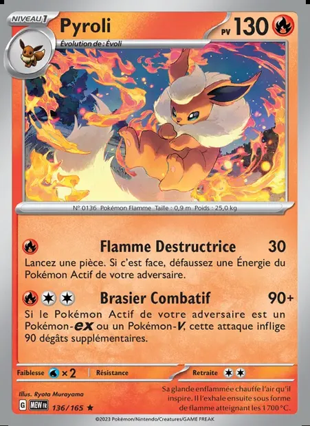 Pyroli, carte Pokémon MEW 136 — extension 151