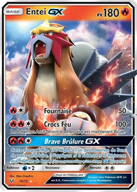 Entei GX, carte Pokémon SLG 10 — extension Légendes Brillantes