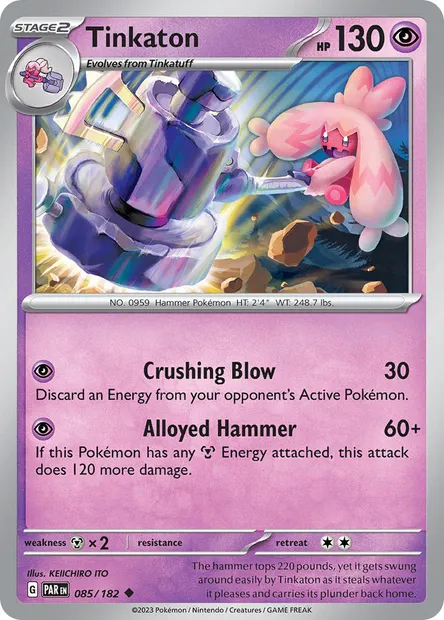 Tinkaton, Pokémon card PAR 085 — Paradox Rift set