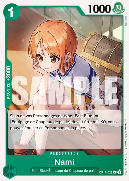 Nami, carte One Piece OP17-023 — extension LES GUERRIERS LES PLUS PUISSANTS AU MONDE