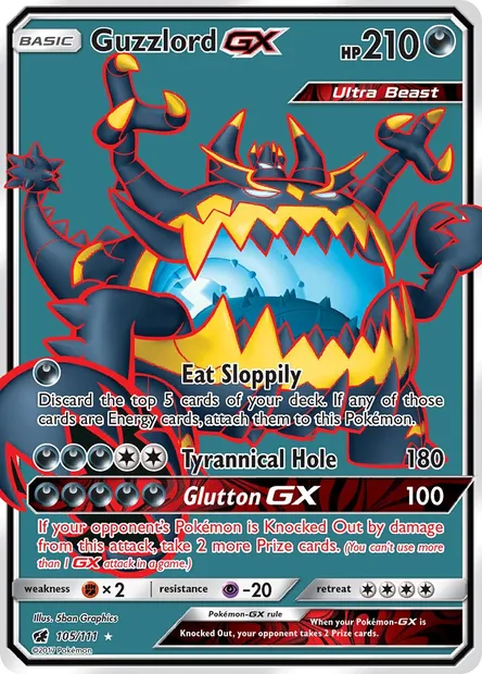 Guzzlord GX, Pokémon card CIN 105 — Crimson Invasion set