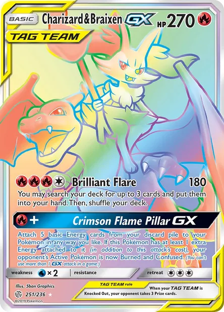 Charizard & Braixen GX, Pokémon card CEC 251 — Cosmic Eclipse set