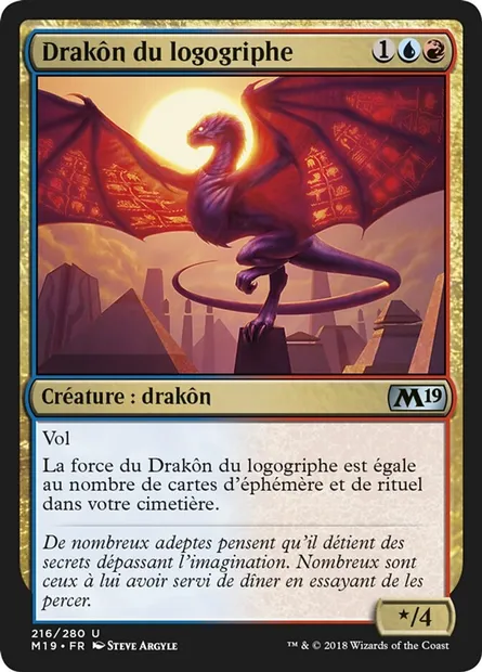 Drakôn du logogriphe, carte Magic M19 216 — extension Core Set 2019